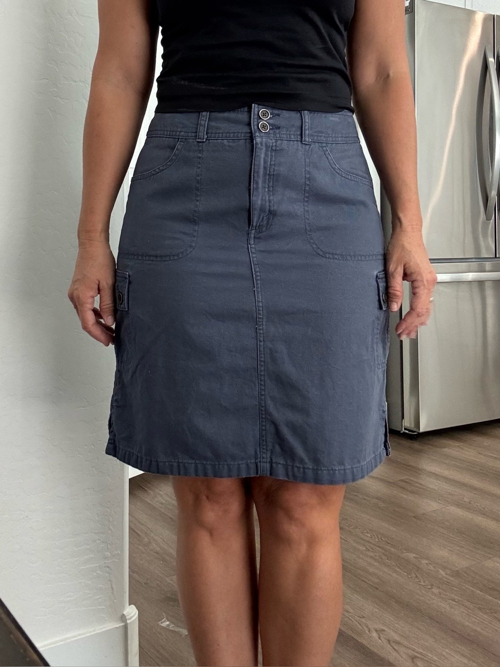 Eddie Bauer Cotton Canvas Knee Length Cargo Utility Skirt